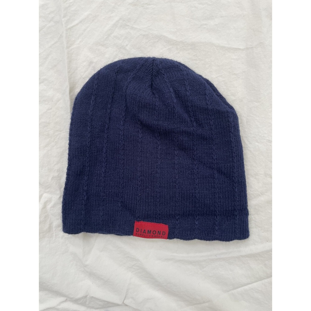 Vintage Diamond Supply Co Beanie Navy Blue Y2K Streetwear Skateboarding
